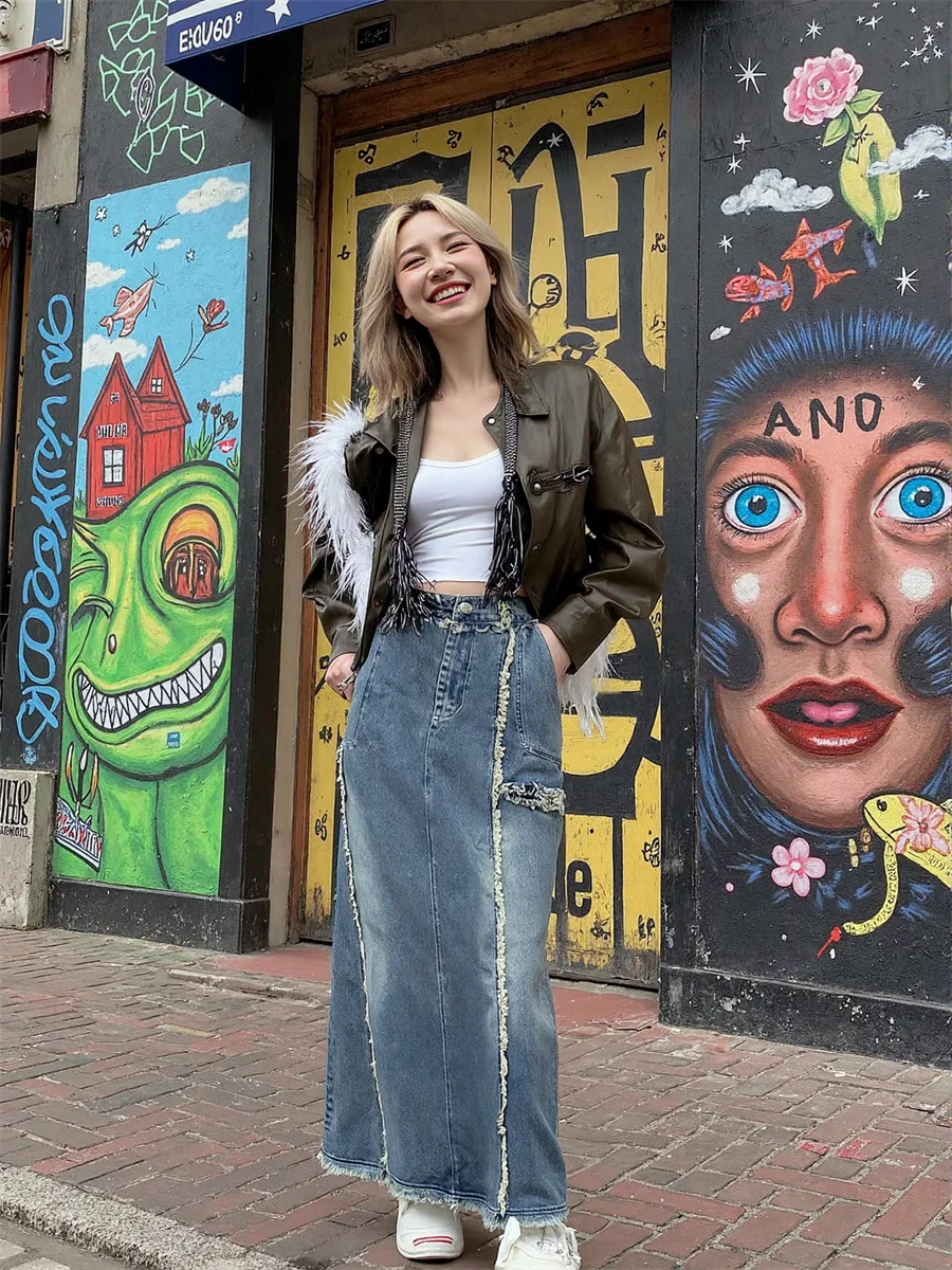 

Джинсовые юбки до щиколотки, женские летние легкие лоскутные художественные многослойные женские шикарные элегантные современные плиссированные торт, сладкий