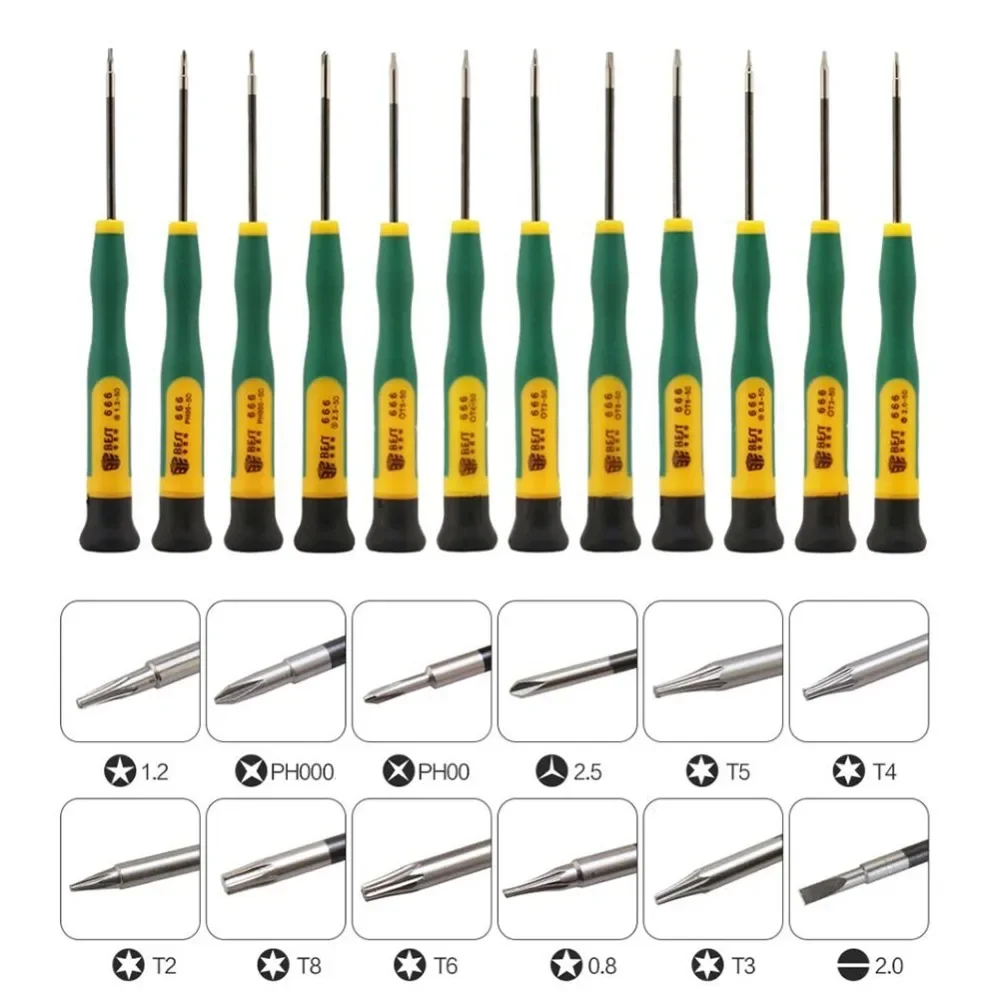 12 sztuk/zestaw śrubokrętów P2 P5 0.8 1.2 Pentalobe Y 2.0 1.2 1.5 2.0 Phillips Flatted T3 T4 T5 T6 do naprawy telefonów Macbook Air/Pro