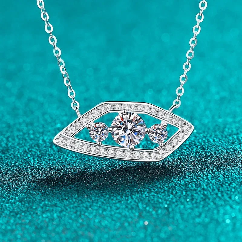 

Ожерелье с муассанитом 1,4 карата, 100% стерлинговое серебро 925 пробы, кулон в виде глаз, тест на бриллиант, женский подарок на день рождения, ювелирные изделия