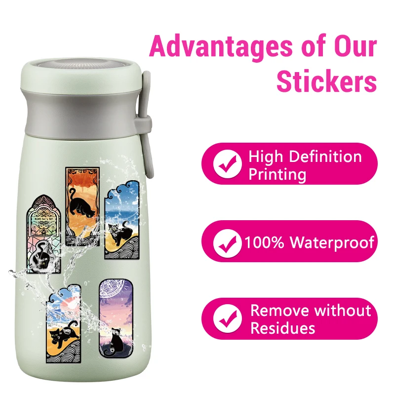 50 قطعة القطط مضحك لطيف ملصقات شفافة القوطية الأسود القط ملصق الحيوانات الأليفة موضوع الشارات لأجهزة الكمبيوتر المحمول سجل القصاصات زجاجات مياه DIY بها بنفسك #3