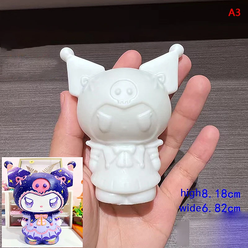 Sanrio Mini White Cartoon Anime Kuromi Enamel Painted Doll Non Gypsum Ceramic Painting DIY Handmade Graffiti Children's Toy