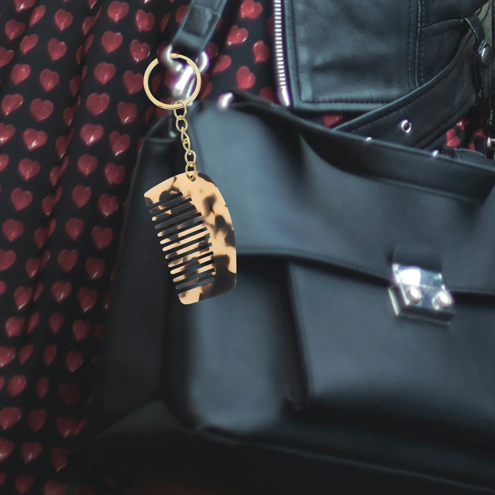 

Набор из 2 мини-расчесок-брелоков с стильным узором, широкозубые расчески для распутывания волос, портативные карманные дорожные расчески