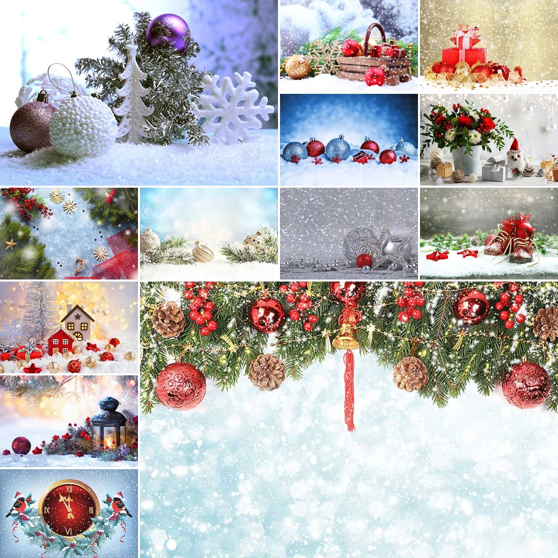 

MOON.QG Christmas Decoration Back Drop Gifts Snow Santa Backgrounds Gender Reveal Photography Props Wall Shooting Props Poster