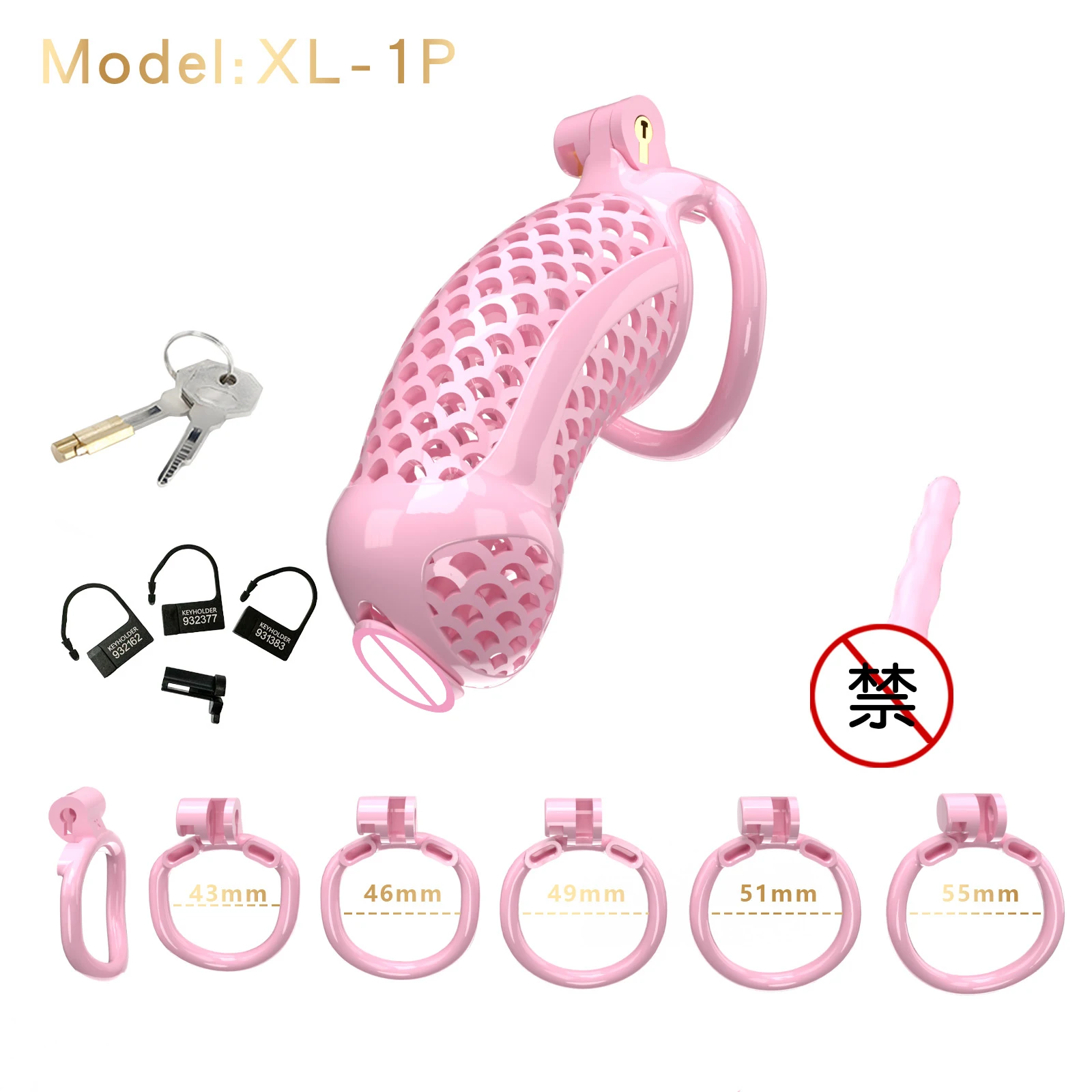 New BDSM Toys Male Chastity Device Lightweight Chastity Cage for Men, Plastic Cock Penis Lock Pink Large, Adult Gay Sex Toys18+ view 2