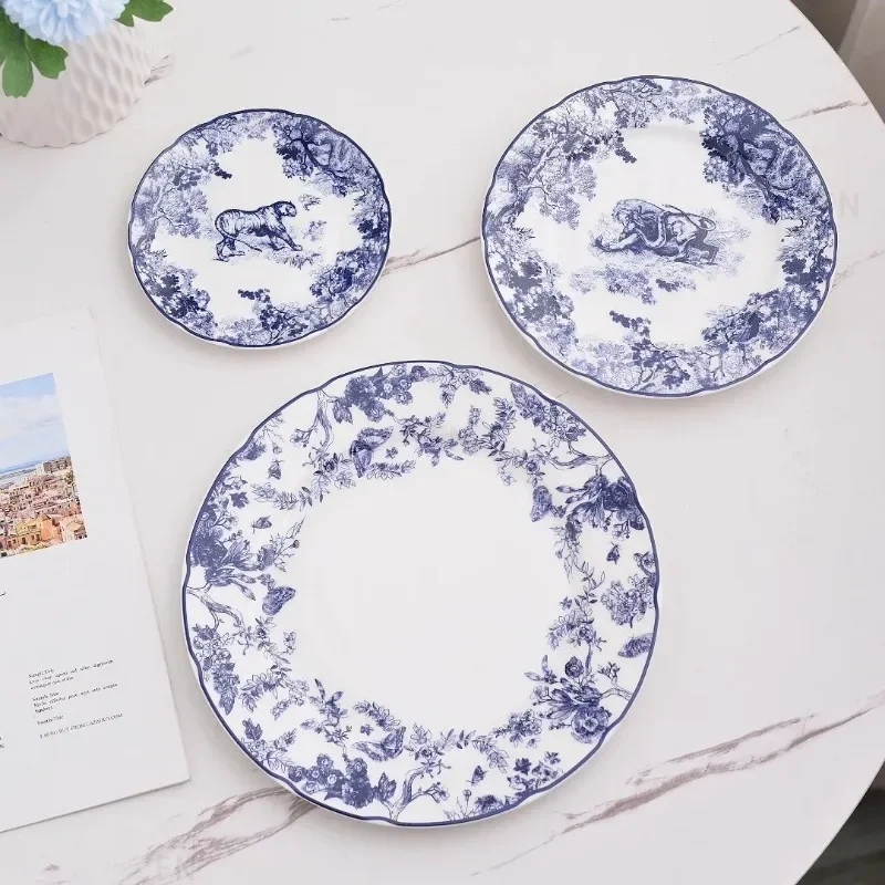 Jungle Dinner Plates Bone China, Dessert Tray, Snack Dish, Tableware Dinnerware, Kitchen