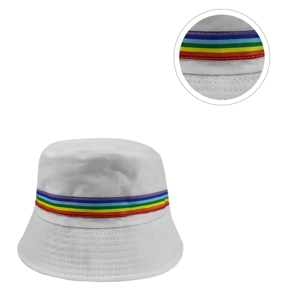 

1Pcs Sun Protection Fisherman Hat Cotton Bucket Hat Rainbow Stripe Summer Sunhat for Camping Hiking Fishing Cycling