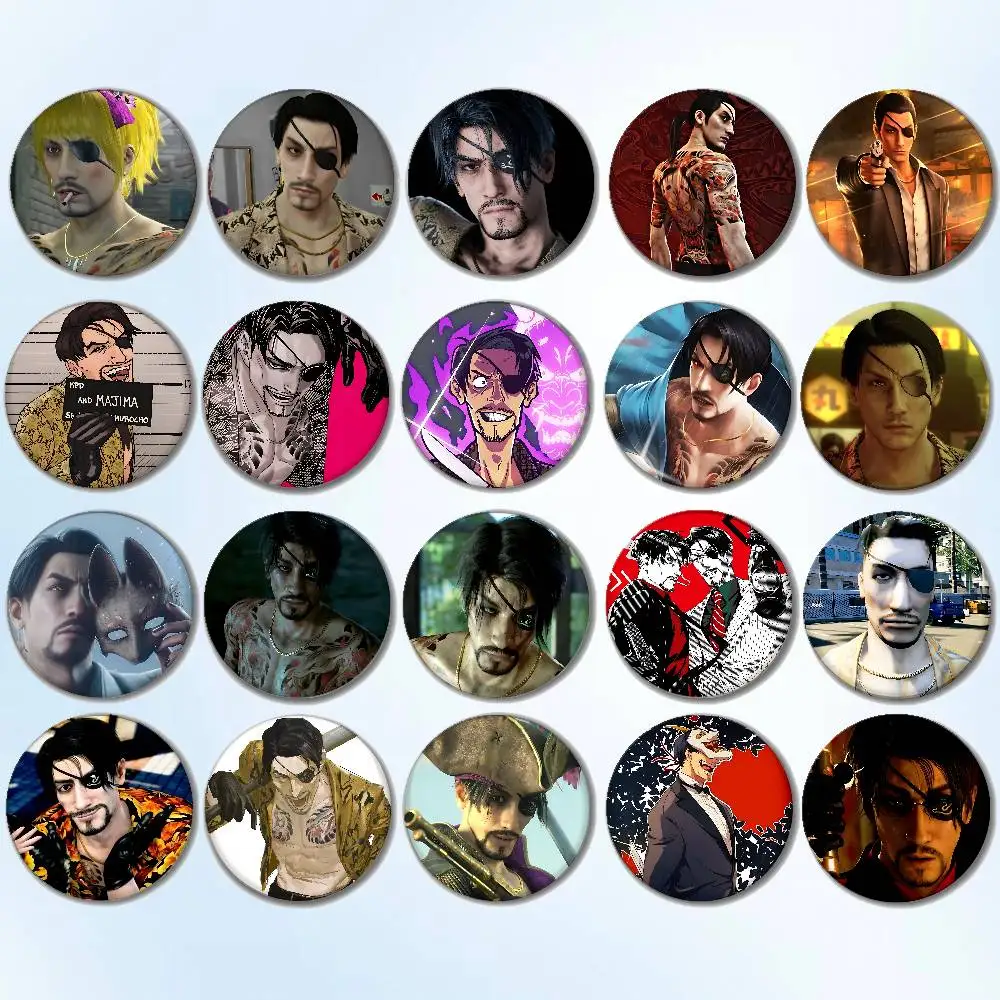 Insignias Redondas de Love G-Goro Majima Y-Yakuza, Broches Lindos de Dibujos Animados, Insignias de Ídolos para Cosplay, DIY para Mochilas, Ropa y Joyería