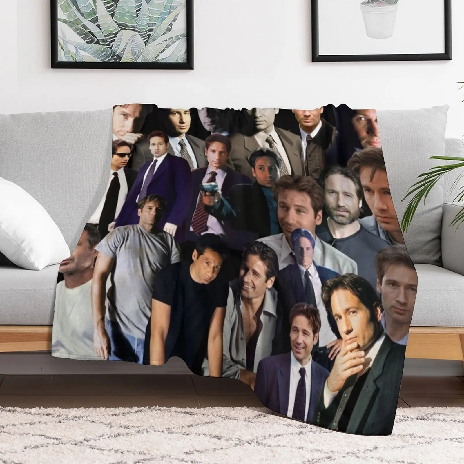 

David Duchovny - Fox Mulder photo collage Throw Blanket Sofa Furry Luxury Blankets