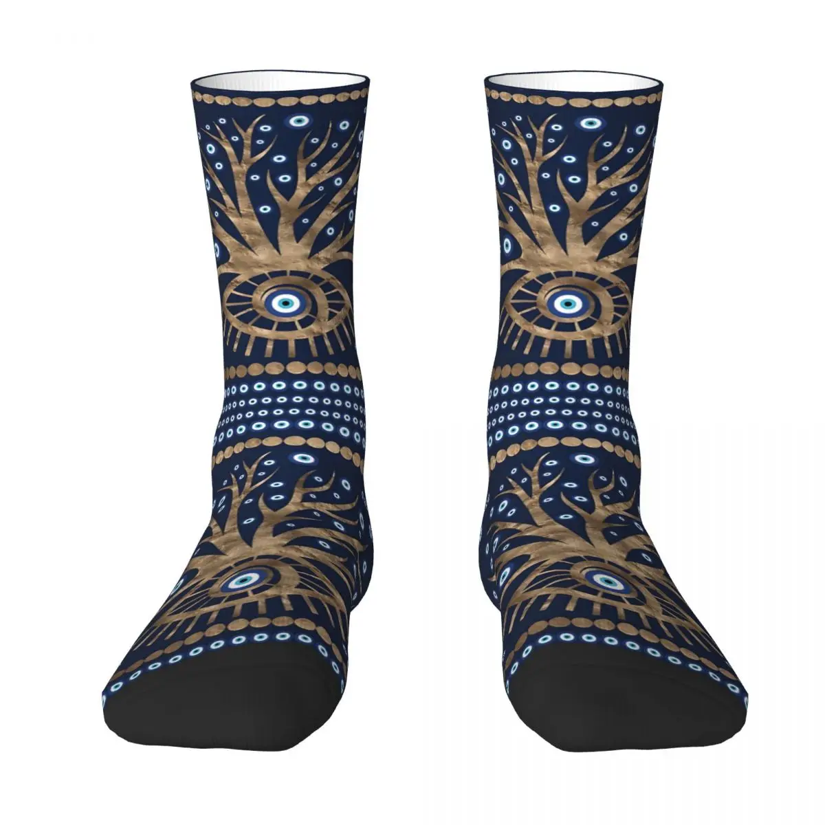 Funny Men's Socks Greek Eye Tree Vintage Street Style Crazy Crew Sock Gift Pattern Printed