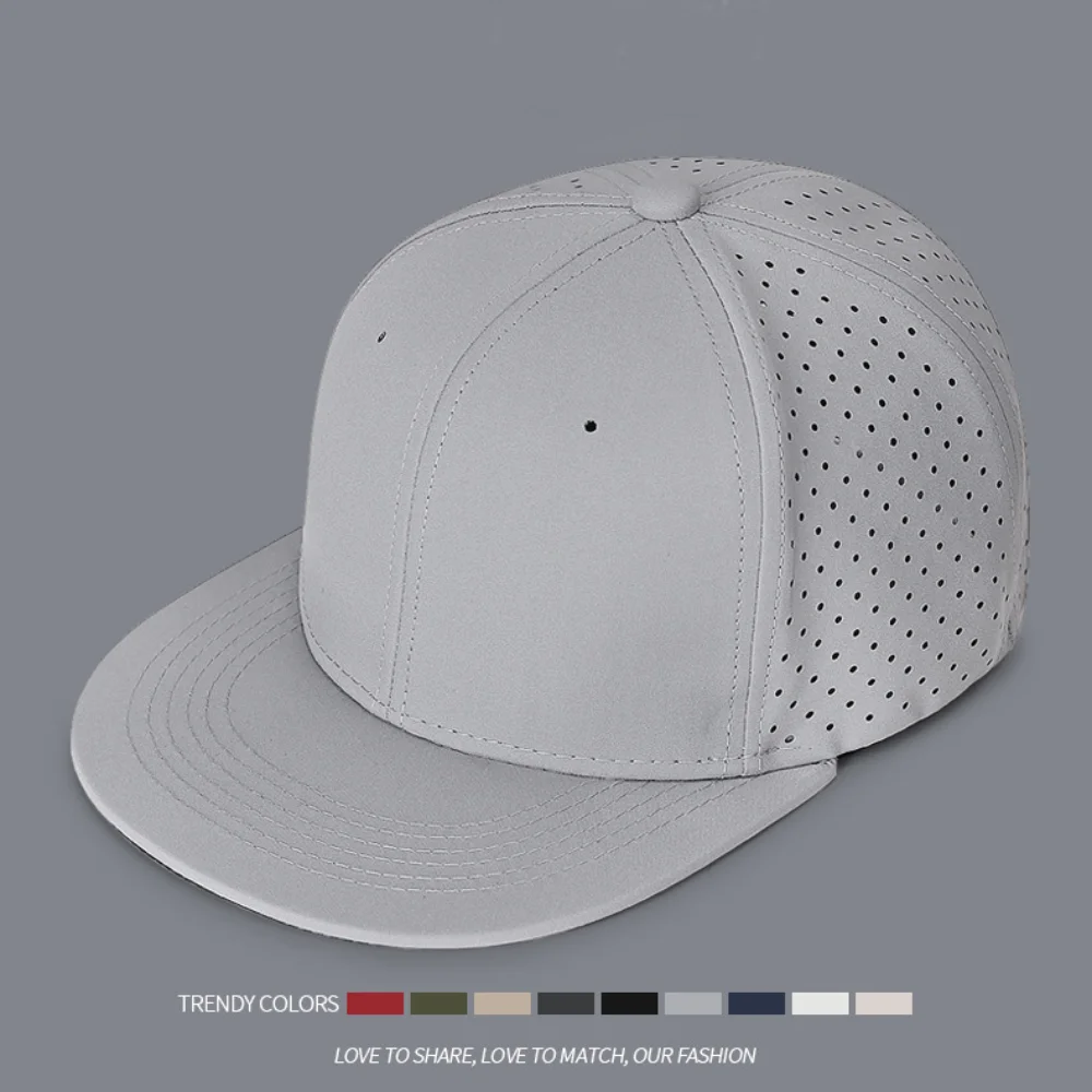 คุณภาพสูงปิด Mens เบสบอลหมวก 6 แผงแบน Brim ยืดหมวก Breathable Causal หมวก Hip Hop