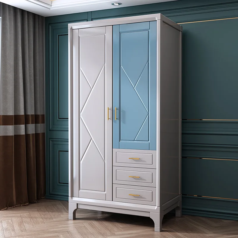 

American light luxury two-door wardrobe small apartment household modern simple wardrobe bedroom locker children's wardrobe