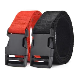 Men's Belt Outdoor Leisure Canvas Belt Without Metal Plastic Buckle Belt Women Sports Belt Paired With Pants Jeans Neutral Belts