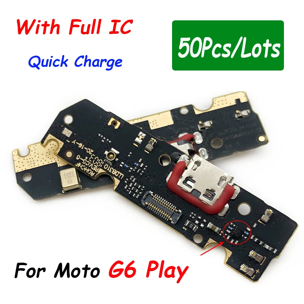 

50Pcs，Tested For Moto G6 Play USB With Micro Charging Port Charger Dock Flex Cable With IC Microphone Board