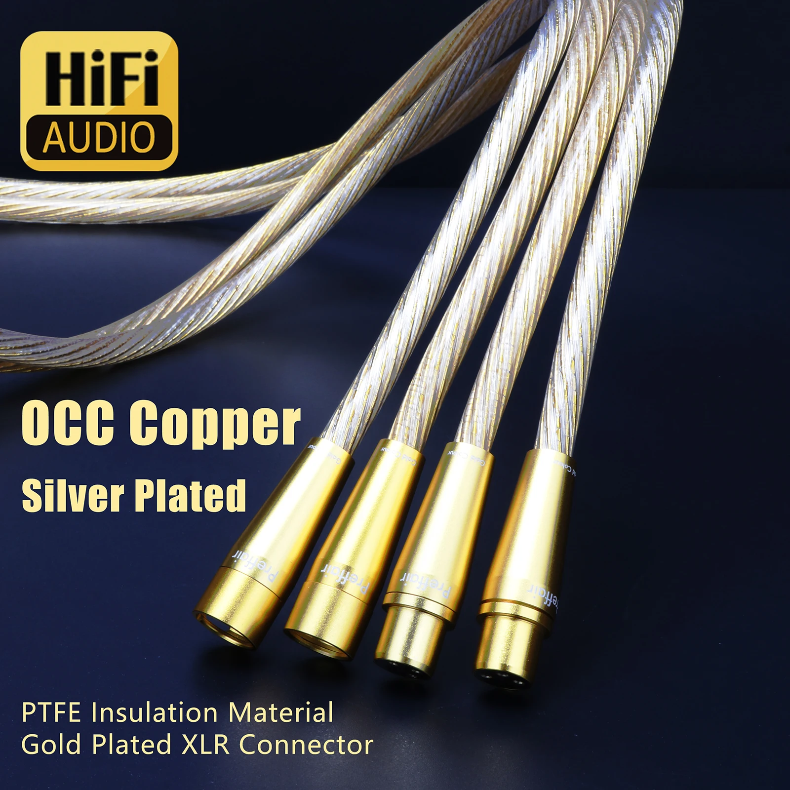 

Pair Gold XLR Cable RCA Audio Cable 8N OCC Silver Plated for CD DVD Player Amplifier Audiophile Balanced Wire