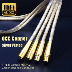 Pair Gold XLR Cable RCA Audio Cable 8N OCC Silver Plated for CD DVD Player Amplifier Audiophile Balanced Wire
