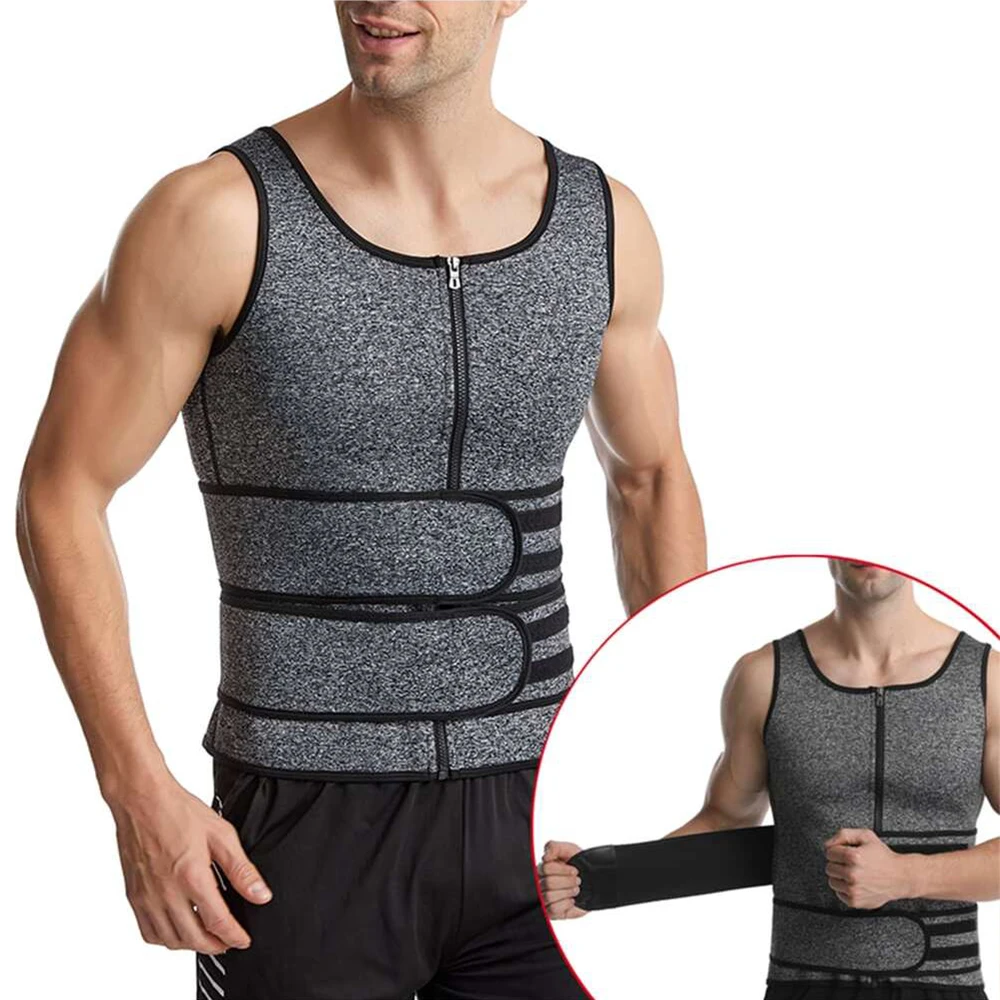 

Men's Sauna Waist Trainer Vest Sweat Vest with Trimmer Belt Workout Tank Top Body Shaper Fitness Slimming Shirt Shapewear