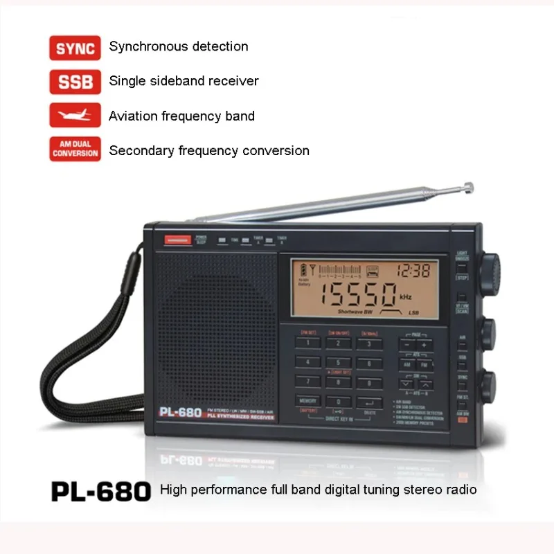 PL-680 Full Band Digital Modulation Secondary Frequency Conversion Aviation Band Shortwave Radio