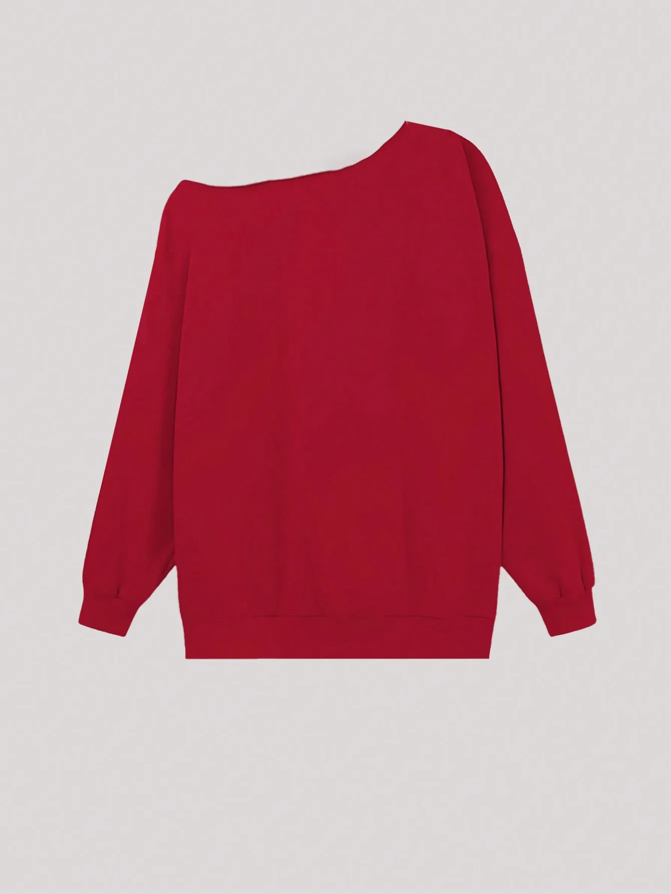 Czerwona bluza damska z odkrytymi ramionami, długim rękawem i nadrukiem liter, wzór Brooklyn New York, codzienna bluzka na jesień i zimę.