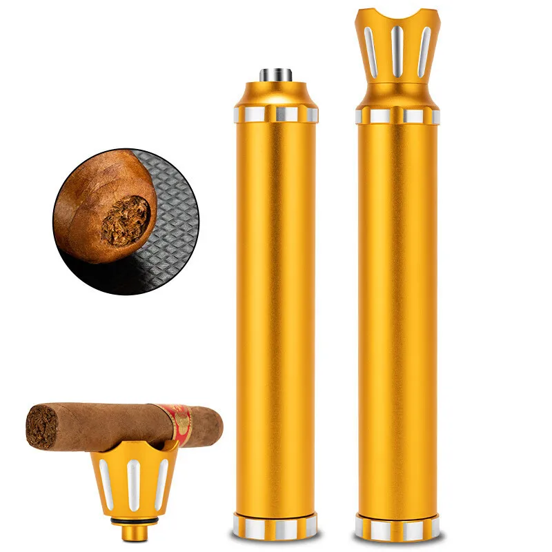 

3 in 1 Aluminum Alloy Cigar Tube with Punch & Holder, Portable Airtight Storage Case, Smoking Accessories Gift Set