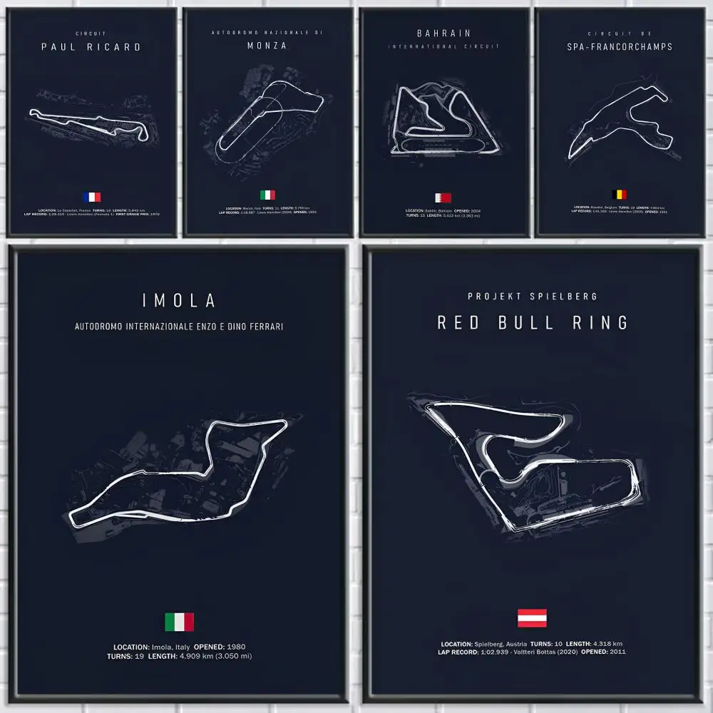 Imola Monaco C-Circuit F1 Poster Stickers Mural Painting Self-Adhesive Decor for Bedroom Living Room Home HD Wall Decals Gift