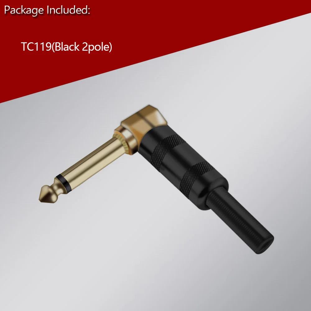 2 Stuks 6.35 Mm Mono/Stereo 1/4 "Haakse Stekkers 6 Hoeken Met Lente Stekker Connector jack Plug Voor Elektrische Gitaar Pedaal