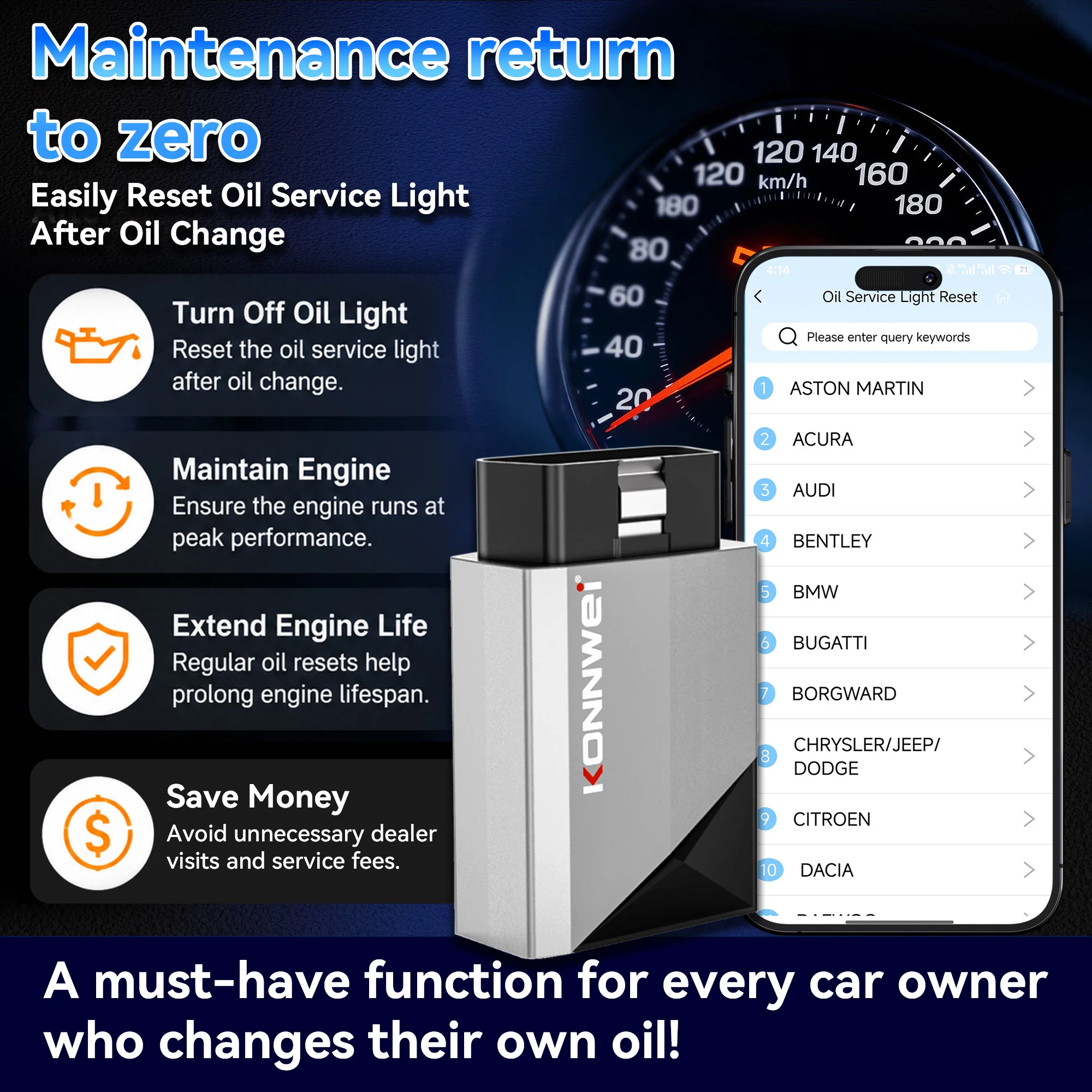 2026 KONNWEI MAXOBD PRO Bluetooth OBD2 Auto-Fehlerscanner, Codeleser, Öl-Reset, Auto-Diagnosegerät für 12V OBDII-Fahrzeuge – Detail 4