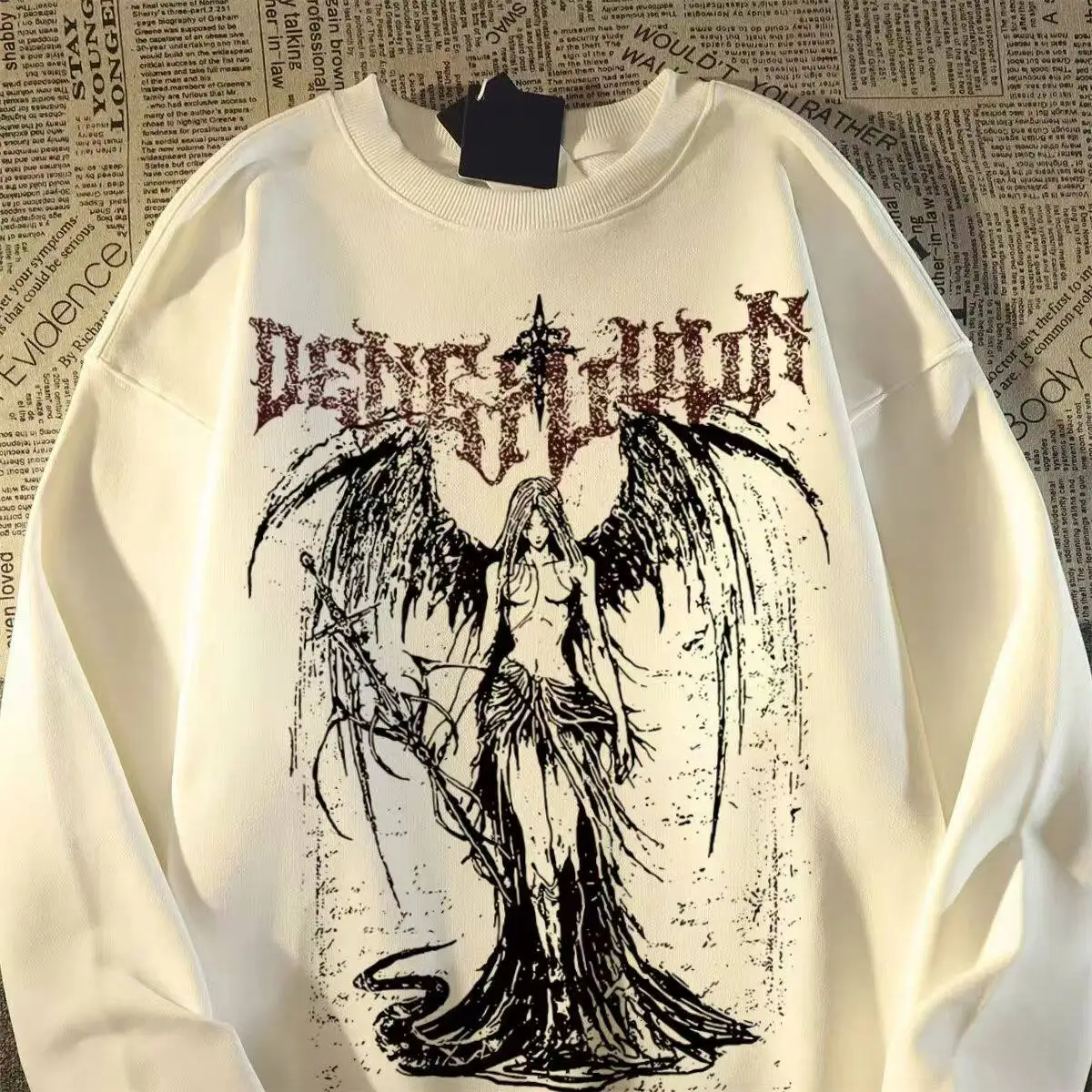 

Pure Cotton Heavy Sweatshirt Men's American Style Fashion Brand vintage Subculture Retro Goddess