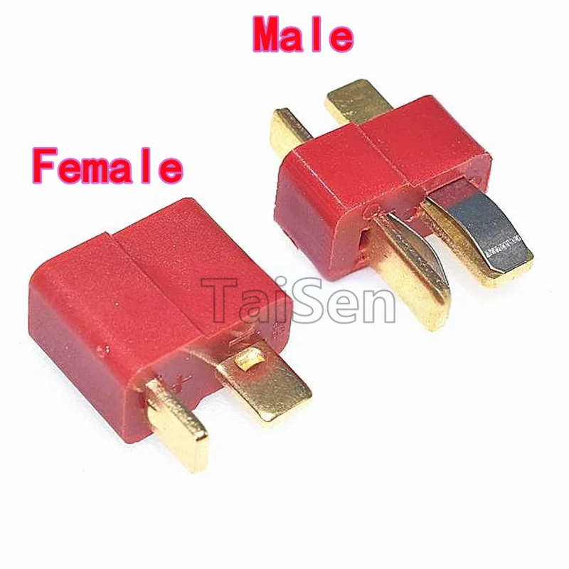 10PCS Gold-Plated T Plug Socket T-Shaped Power Connector Male Female Connector Male-Female Pair For RC Model Anti-Slip T-Plug