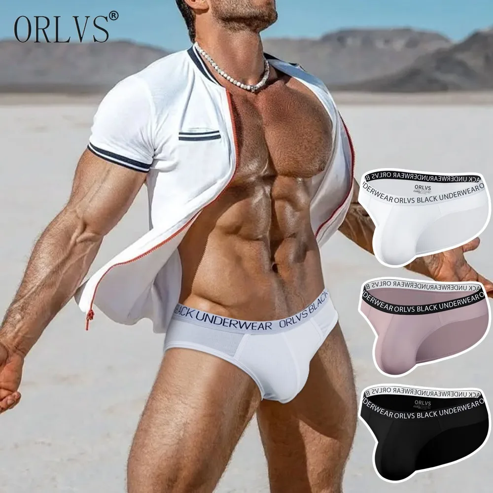 

1-4PCS Modal Men's Briefs European American Sexy Low Waist U convex Hip lift Breathable Fitness Letter Personality Underwear Men