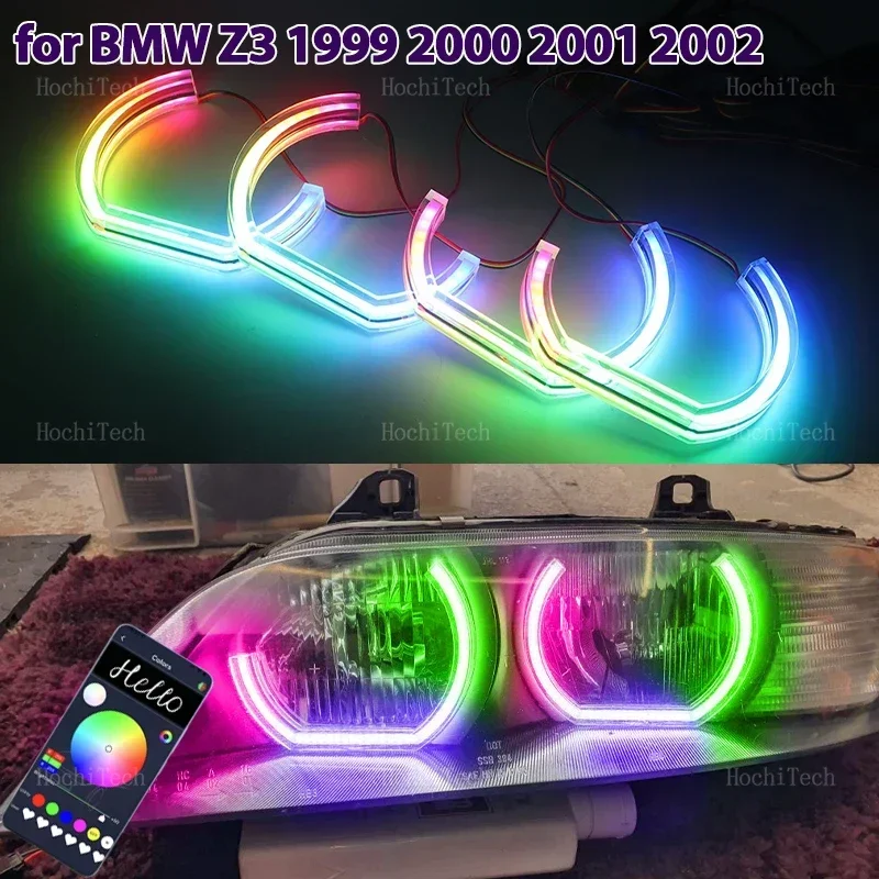 

Playable Multi Colors DTM стиль Light LED Angel Eyes Rings Kit с управлением через приложение указатель поворота DRL для BMW Z3 1999 2000 2001 2002