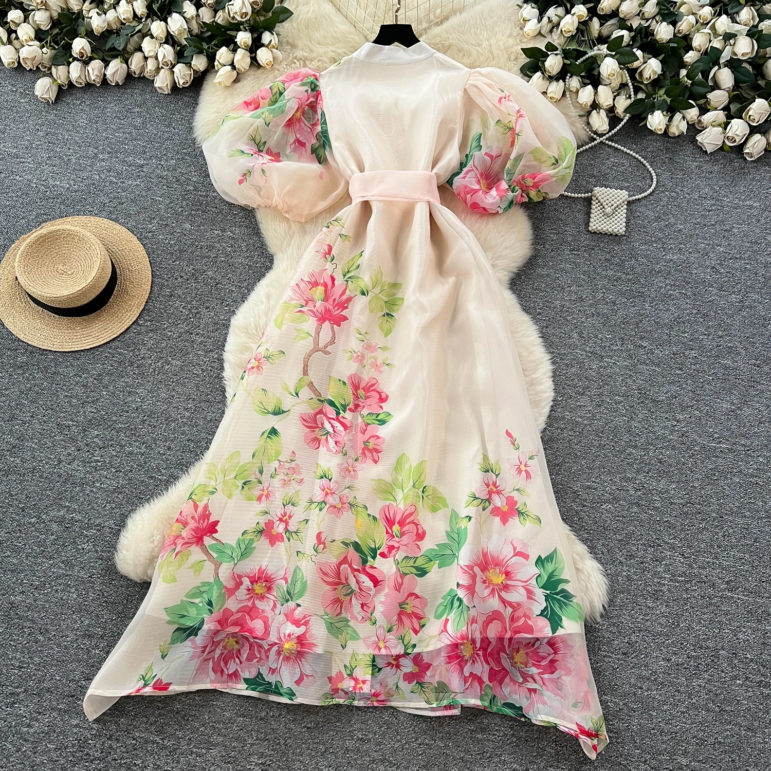 2025 الفرنسية خمر فستان سهرة أنيق المرأة الزنانير شبكة واحدة الصدر ثلاثية الأبعاد زهرة فستان طويل الراقية مهرجان الملابس جديد