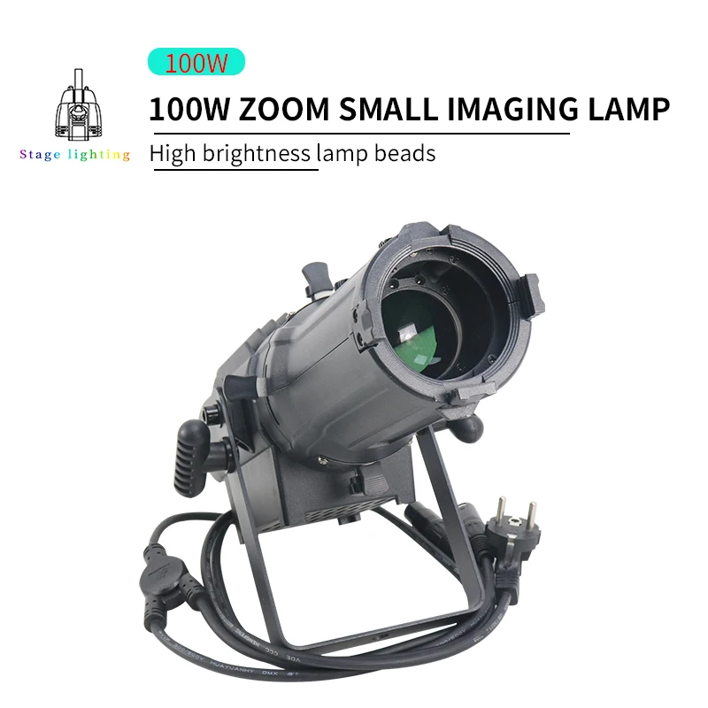 mini holofote dmx com zoom variavel perfil surface studio gobo dmx led elipsoidal leko para show de luzes dj club 100w 01