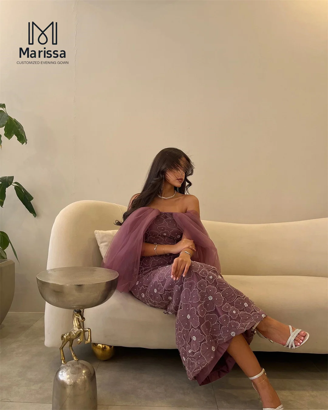 Marissa renda impressão elegante vestidos femininos para vestidos de festa de casamento mulher 2025 feito sob encomenda cauda de peixe fora do ombro vestido de baile