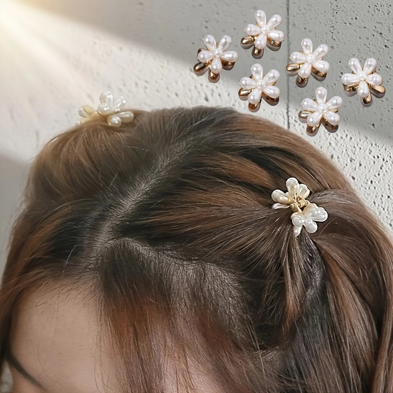 2/4-Pack White Side Clips with Floral Accents | Multifunctional Braiding and Hair-Tying Clips for Day and Night