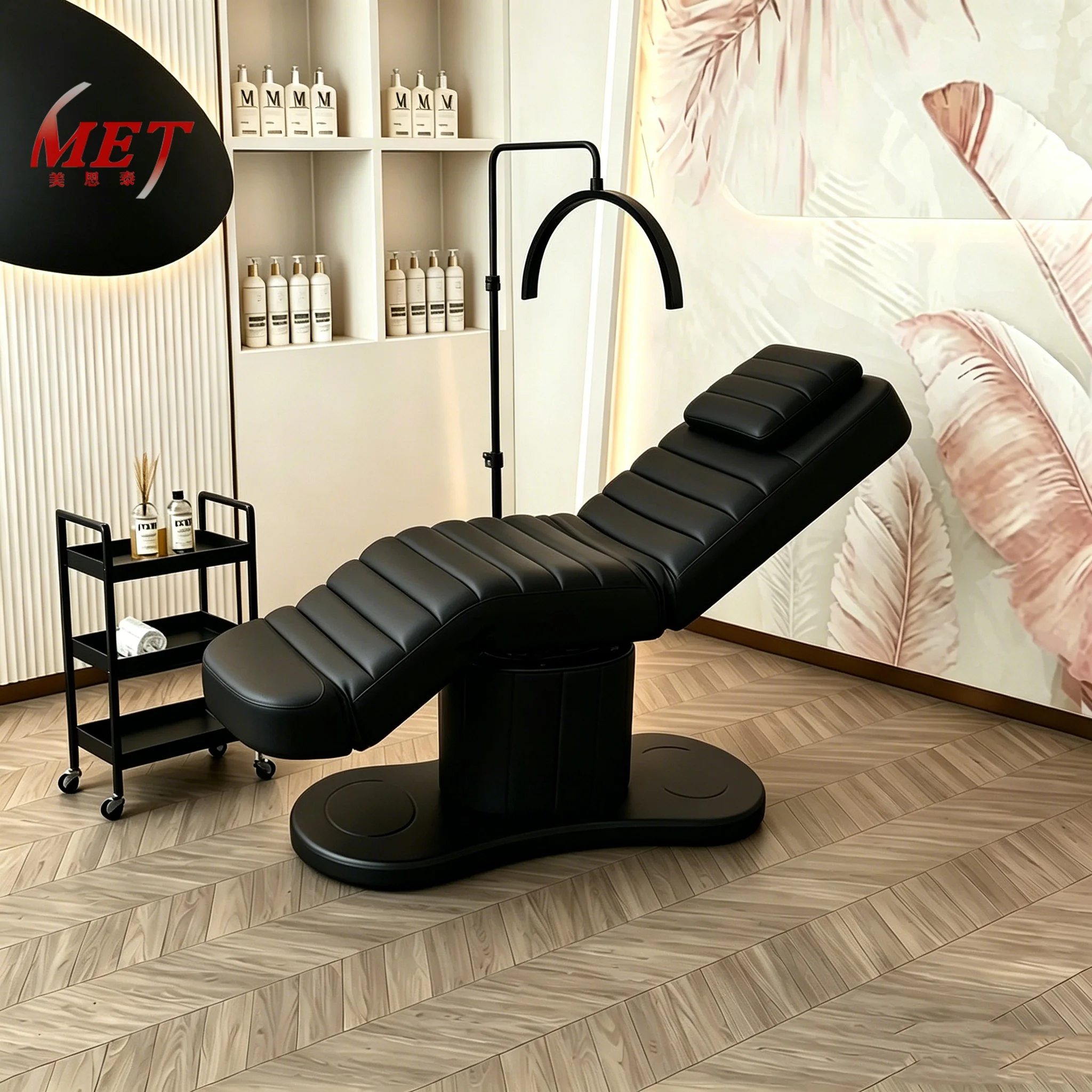 Modern Facial Bed Electric Lash Eyelash Beauty Black Lambskin Massage Table & Bed 3 Motor Electric Spa Massage Lash