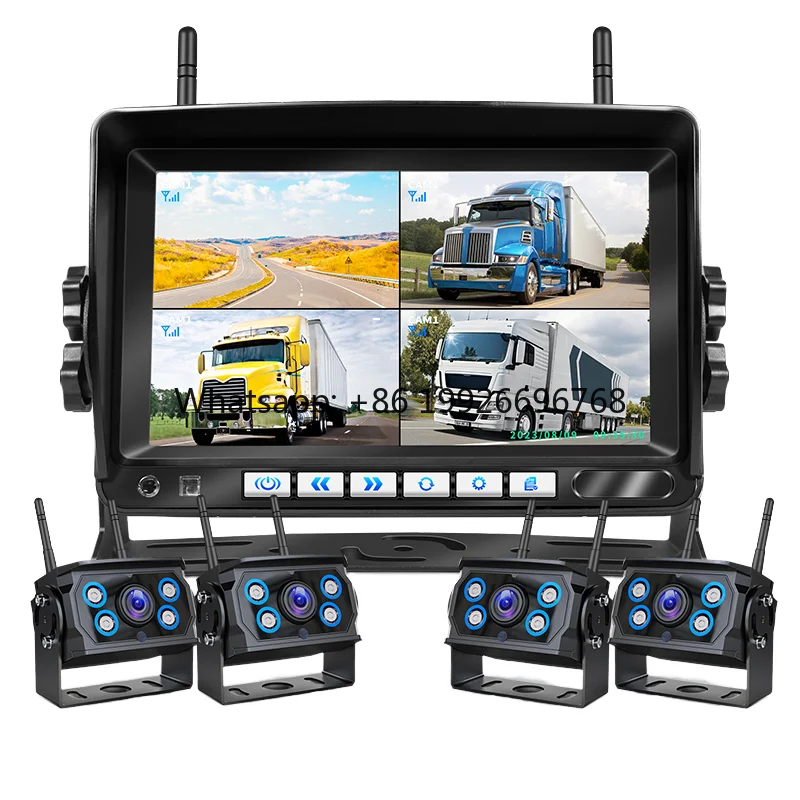 2.4GHz Digital Wireless Camera System 10 Inch IPS Screen IP68 Waterproof CCD/AHD 1024x600 300-500m Night Vision for Trailer RV
