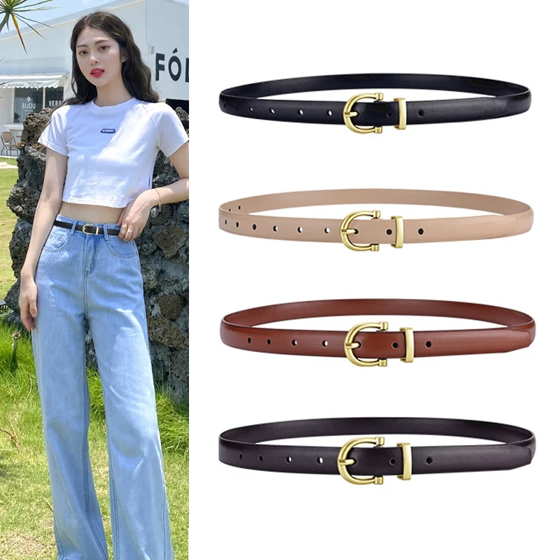 

Luxury Thin Belts for Women Pu Leather Metal Pin Buckle Belt Fashion Retro Waistband Female Adjustable Jeans Dress Accessories