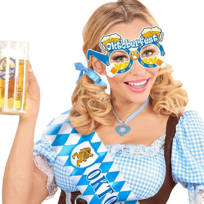 Munich Oktoberfest Paper Glasses,Germany Oktoberfest Decoration Photo Props, October Photo Dress Up,8pcs