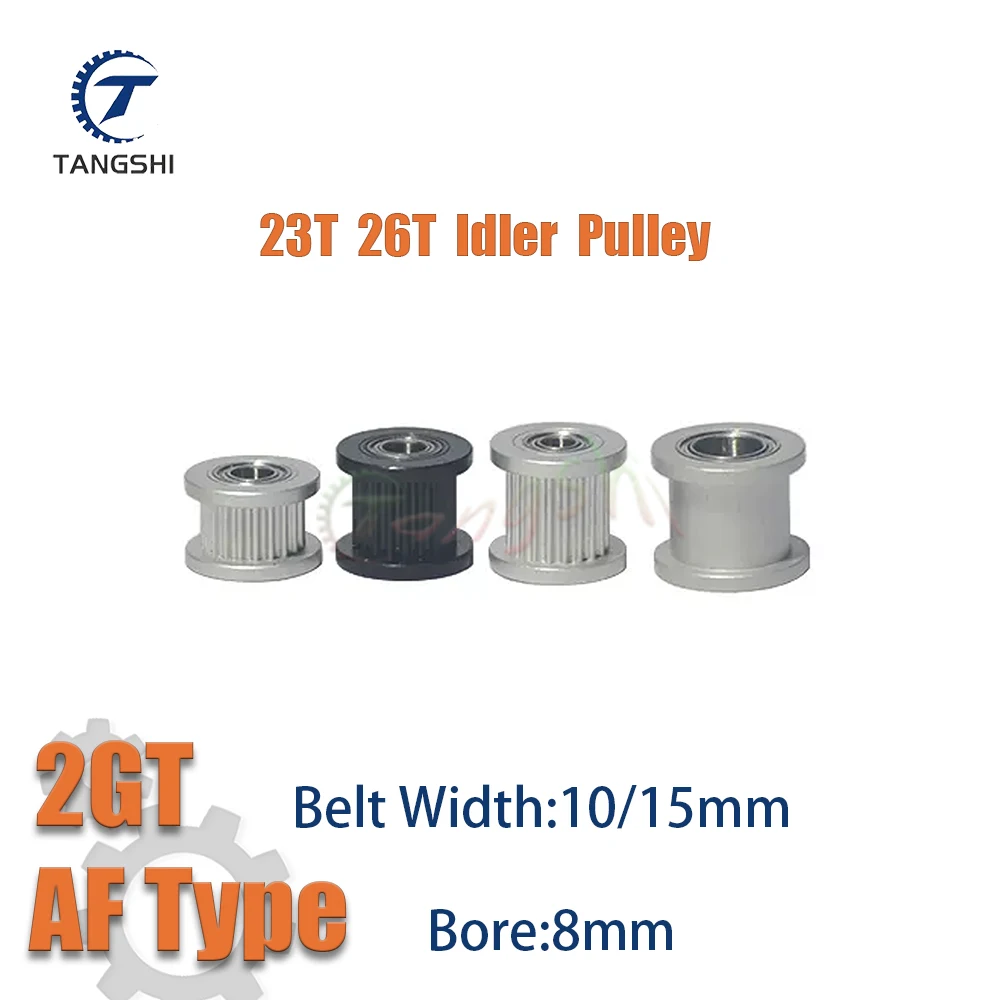 2GT 23T 26T Idler Timing Pulley Bore 8mm Belt Width 10/15mm 23/26Teeth synchronous Wheel Idler Pulley 3D Printer Accessories