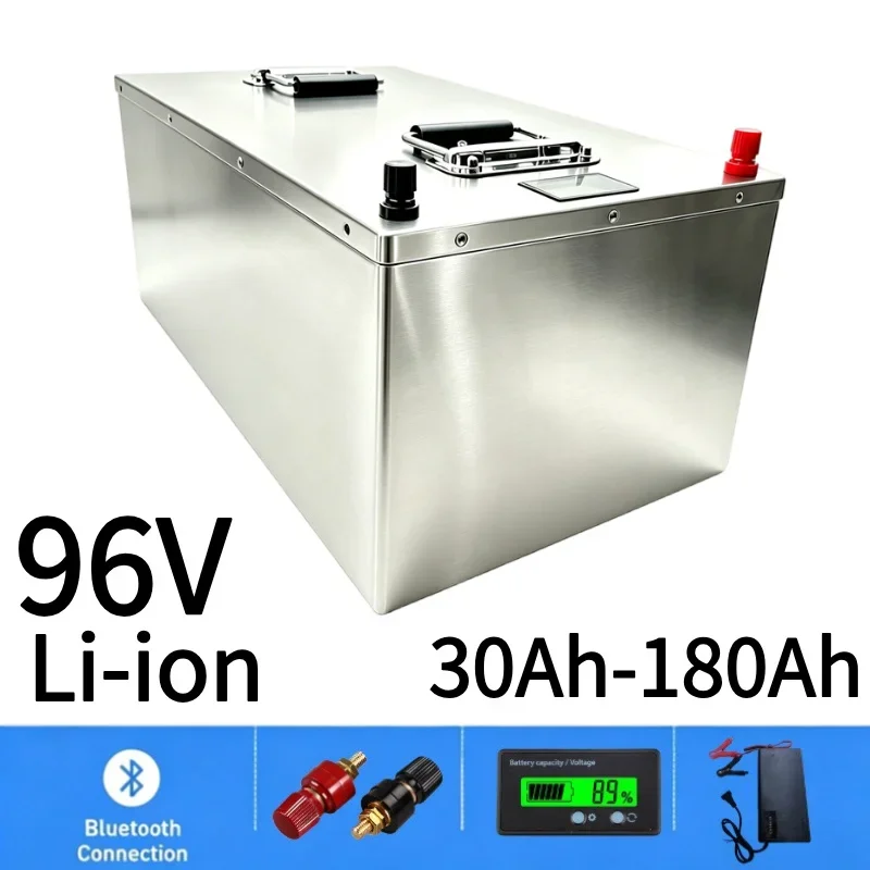 Bluetooth BMS Equipped 96V Rechargeable Lithium Battery 30Ah~180Ah With Standard Charger Fit 5KW Motor AGV Scooter