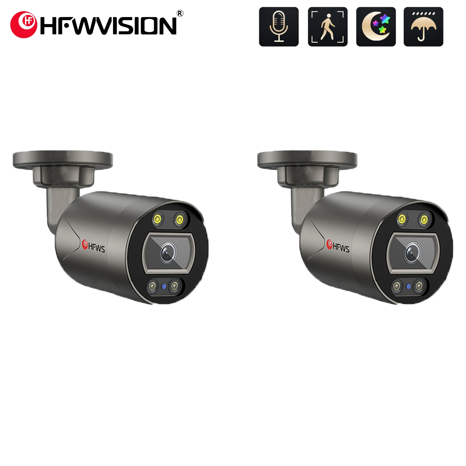 

HFWVISION 8MP POE IP CCTV Camera ONVIF Audio H.265 Video Waterproof Outdoor Wired Surveillance Security Bullet Cameras