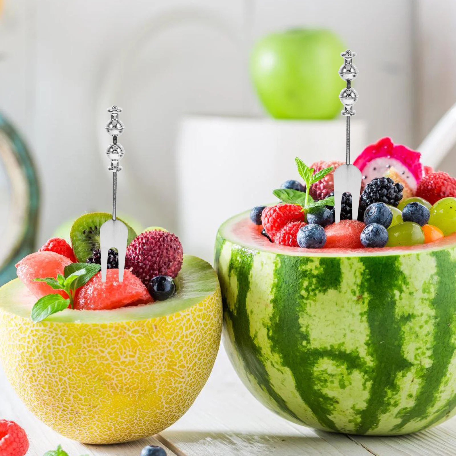 

Beadable Fruit Fork Stainless Steel DIY Beadable Design Household Tableware Small Portable Mixing Stirring Fork
