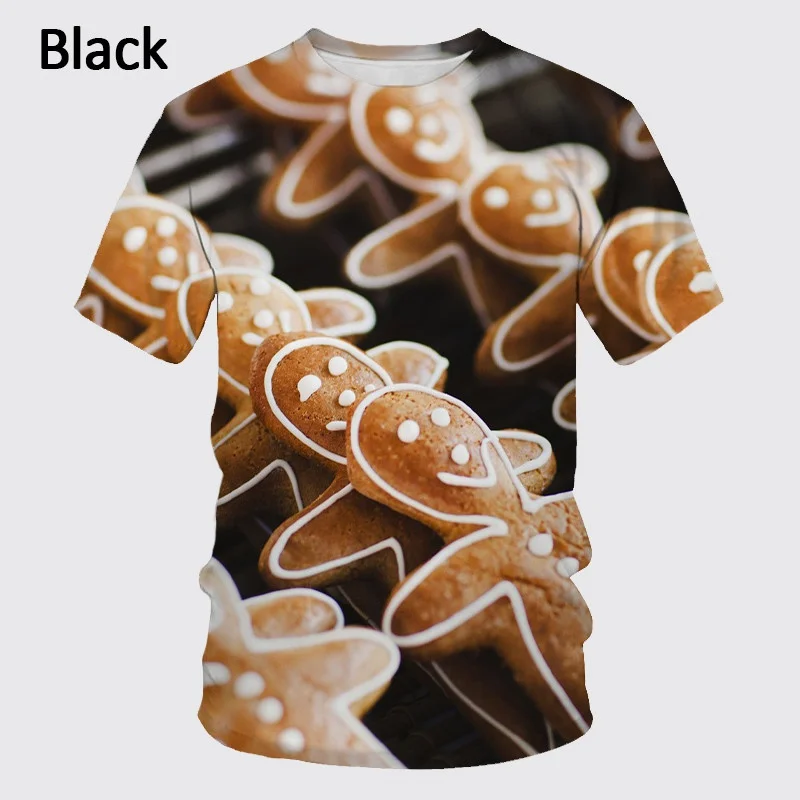 

Funny Food Cookie Graphic T Shirt for Men Clothing Unisex Women Clothes Round Neck Short Sleeve Macaron Waffle T-Shirt Tops Tee