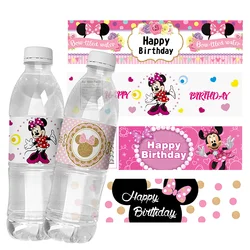 Disney-etiquetas para botella de agua de Minnie Mouse, pegatinas para caja de regalo, bolsa de dulces, envolturas, suministros de decoración para fiesta de Baby Shower, 6 piezas