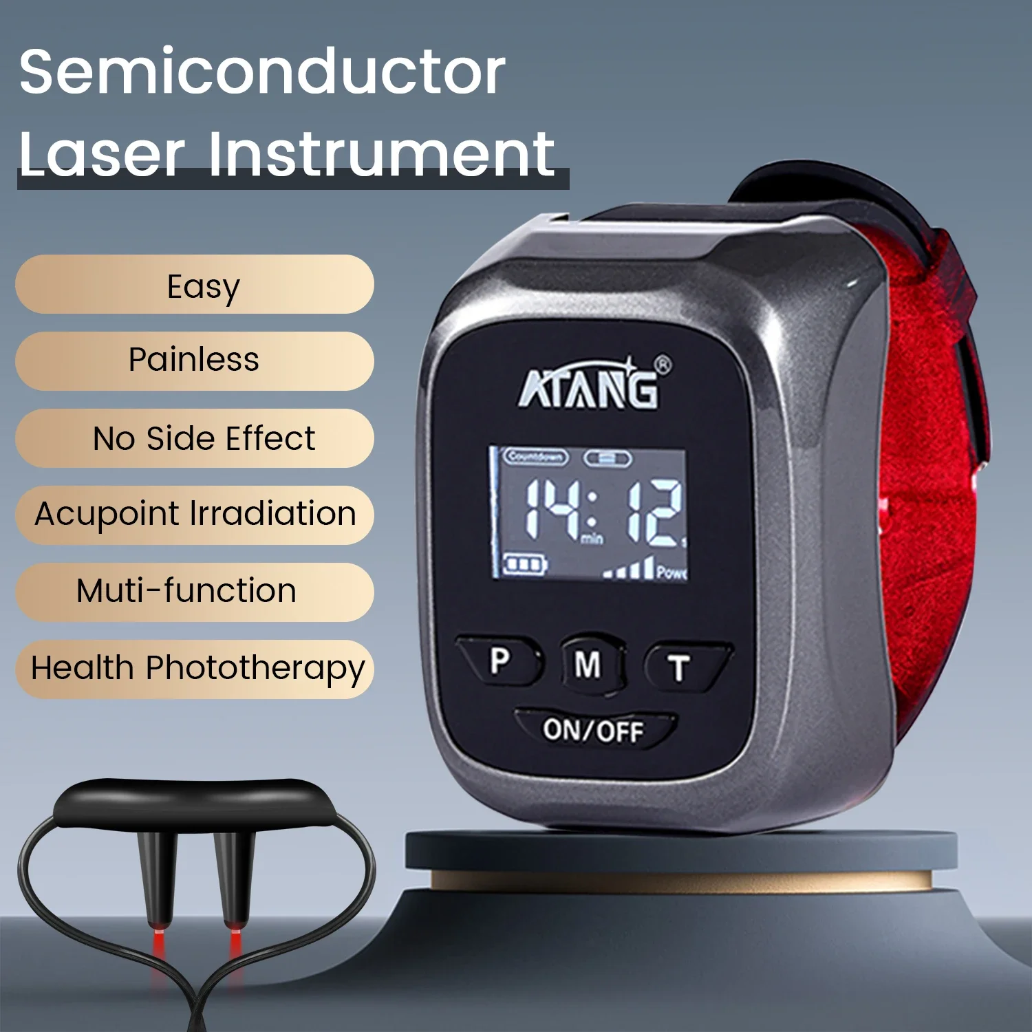 

650nm Laser Physiotherapy Wrist Watch LLLT for Hypertension High Cholesterol Rhinitis Sinusitis Treatment Device