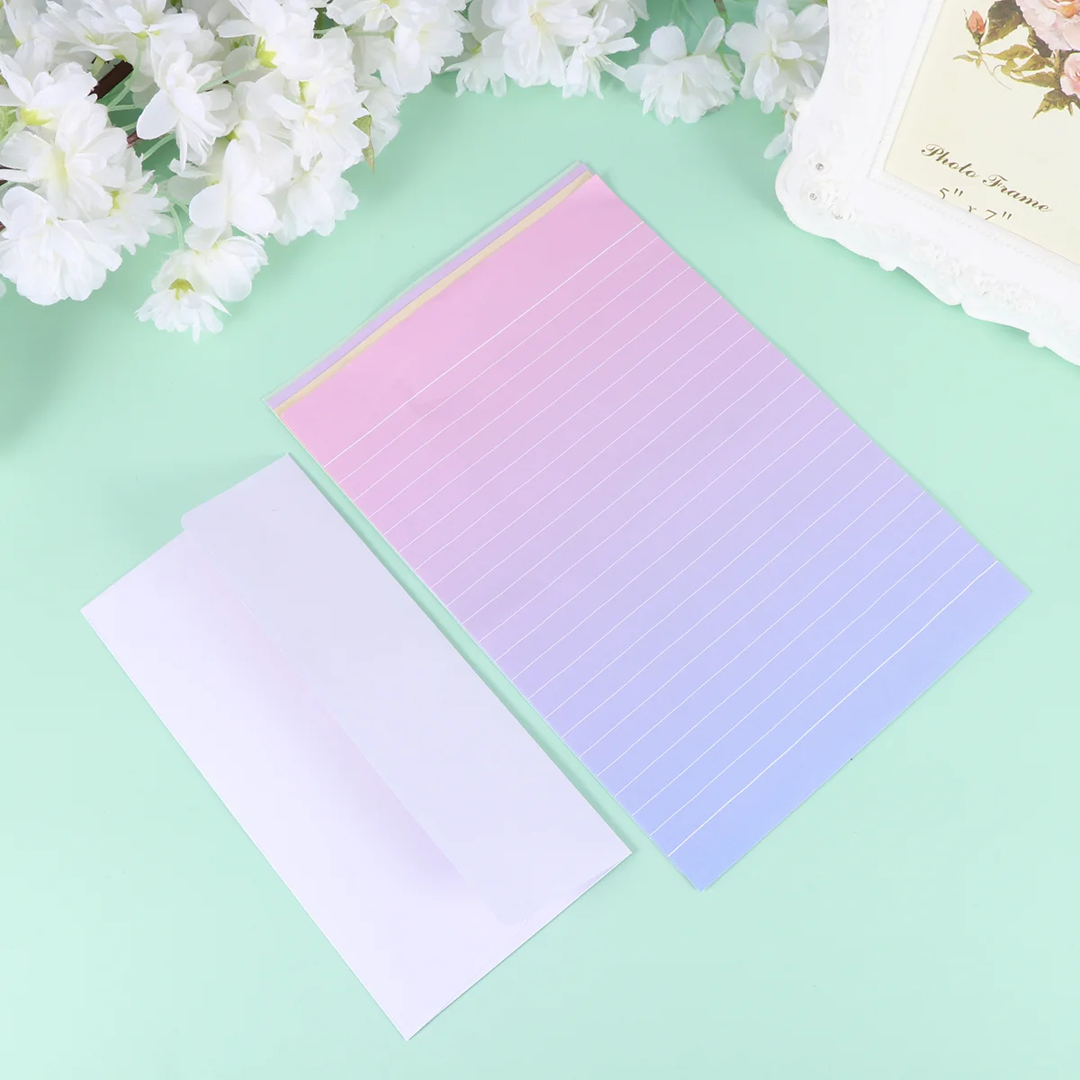 

24pcs Creative Envelopes and Letter Papers Lovely Gradient Color Writing Stationery Envelope Set for School Office (8pcs Envelop