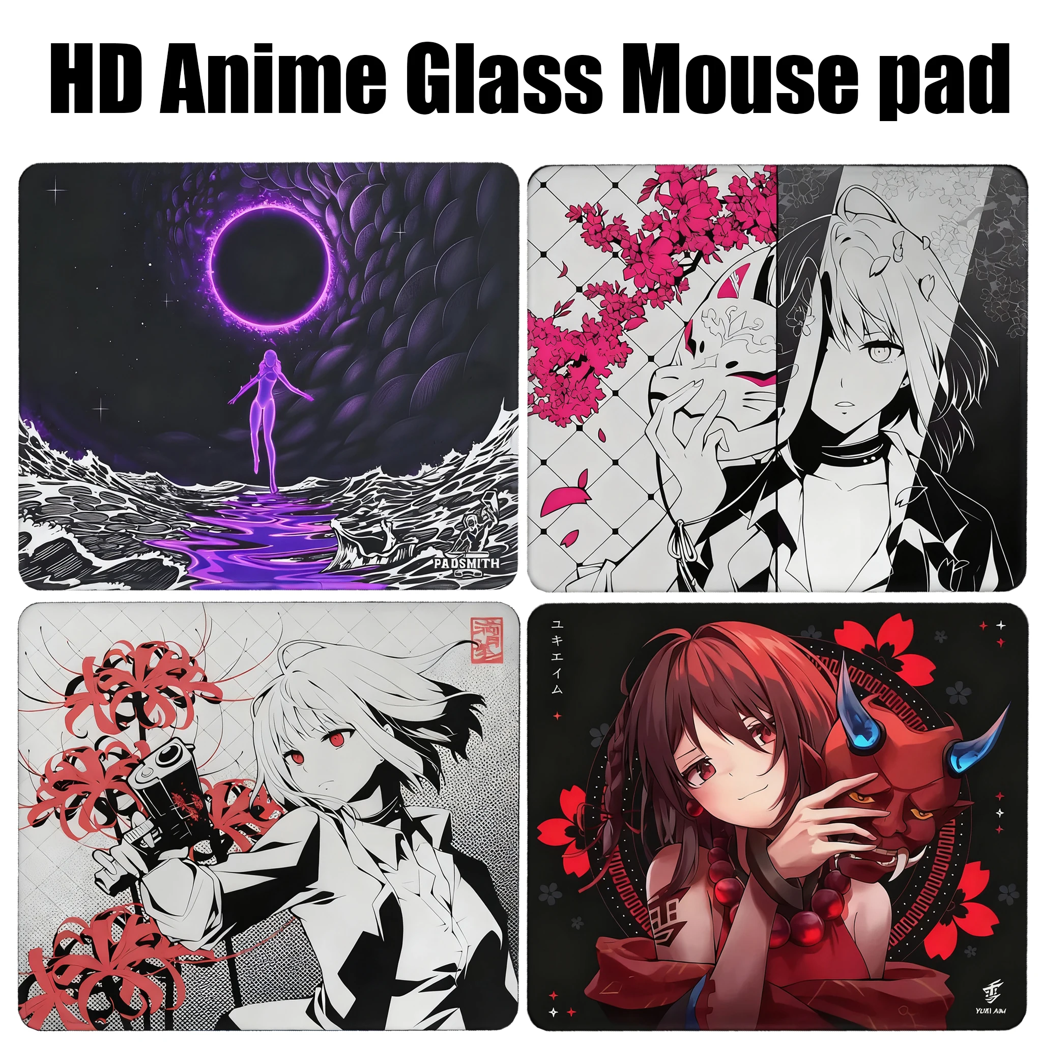 

Оригинальный коврик для мыши из фотоэлектрического стекла, закаленный модернизированный гладкий FPS лазерная резьба, киберспортивная игра, тематическая игра в стиле аниме, специальный коврик для мыши