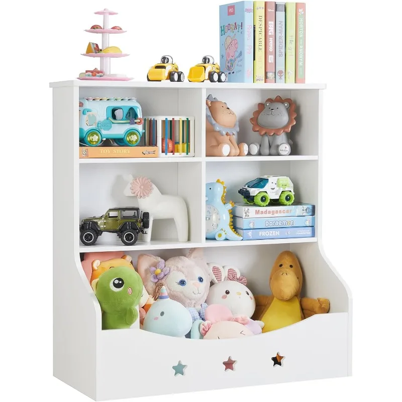 

Kids Toy Storage Organizer, Children Multi-Functional Bookcase and Bookshelf, Toddler 5 Cubby Toy Storage Cabinet, Toy Shelf