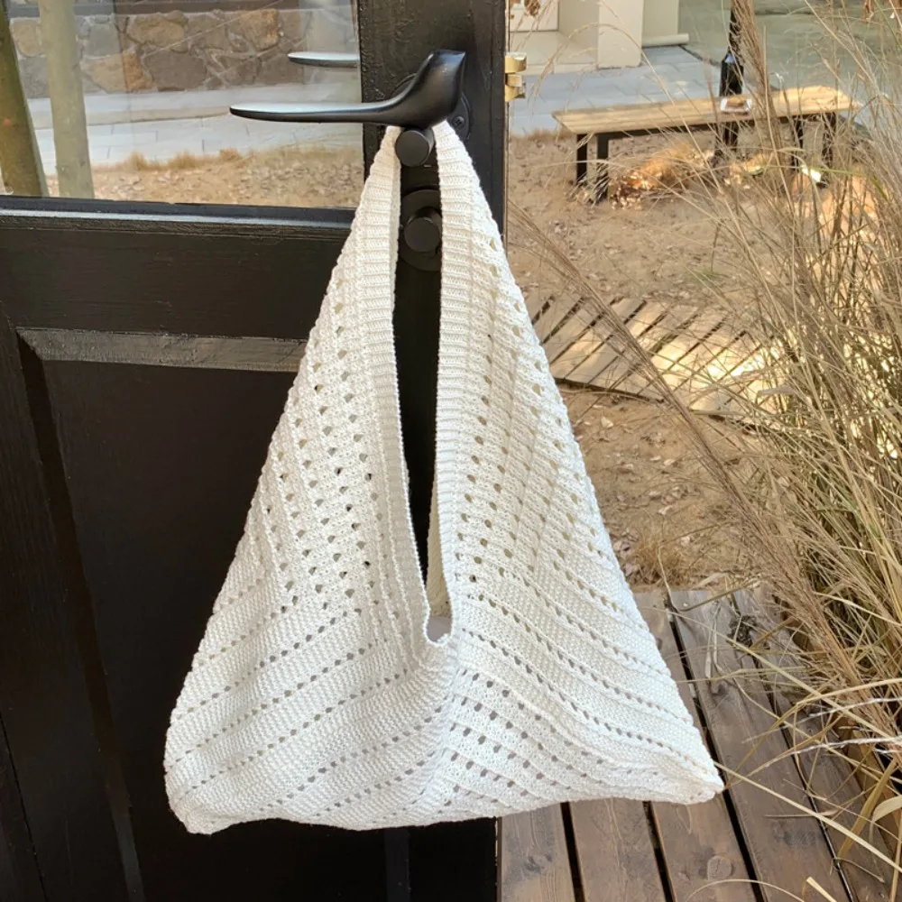 Casual Bohemian Hollowed Out Knitted Bag Storage Bag Handbag Weave Bag Fashion Large Capacity Beach Shoulder Bag Shopping