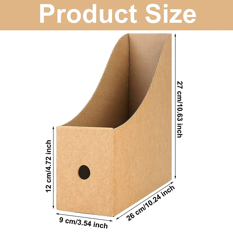 5pcs Magazine Files Kraft Paper File Holder Cardboard Standing Magazine Storage Rack Books Documents Drawer Office Organization